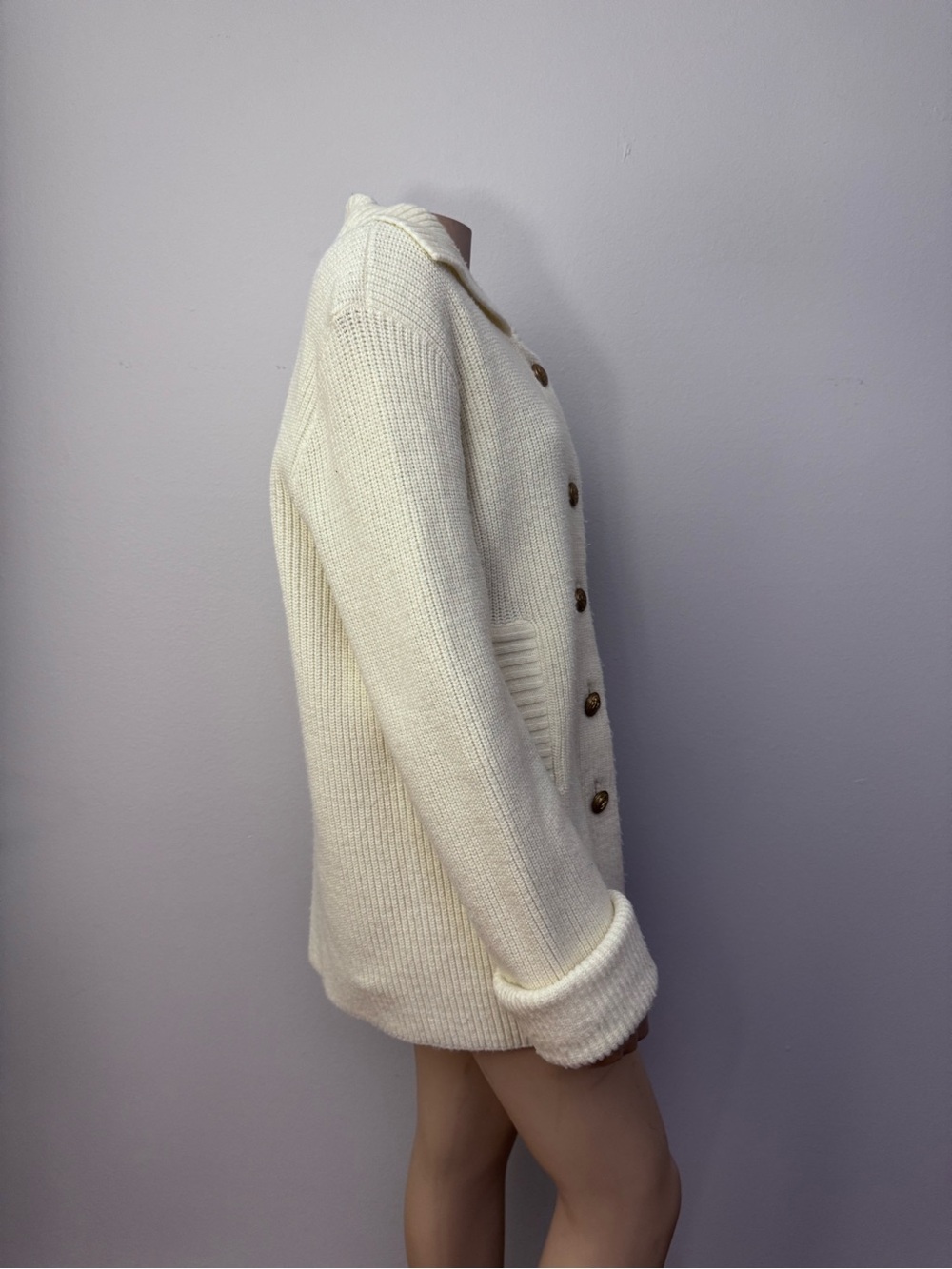 Cream Button-Front Knit Jacket - Picture 5 of 8
